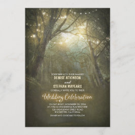 Convite Casamento de Árvores de Luzes de Madeira Rustic Wo