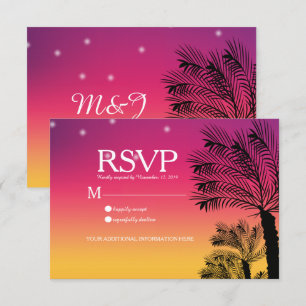 Convite Casamento de Árvores de Palmeira Tropical Praia Pô