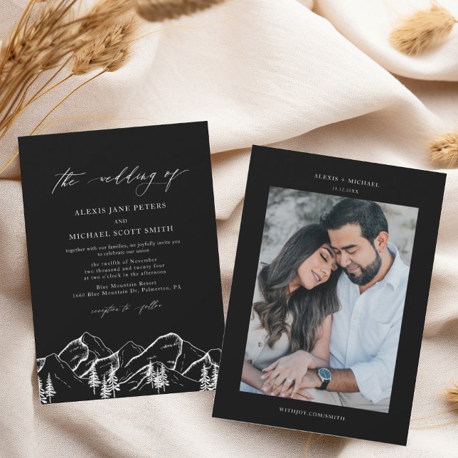 Convite Casamento de árvores de pinheiro ao ar livre com m (Criador carregado)