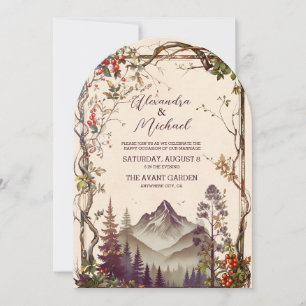 Convite Casamento de Árvores Evergreen na Floresta Russa d