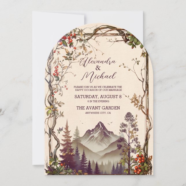 Convite Casamento de Árvores Evergreen na Floresta Russa d (Frente)