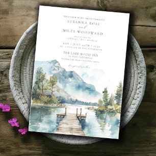 Convite Casamento de Árvores Florestais do Lago Montanha