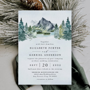 Convite Casamento de Árvores Russas Evergreen-Watercolor d