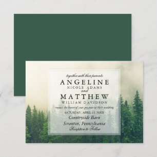Convite Casamento de Árvores Verdes em Grove de Madeira