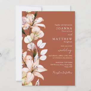 Convite Casamento de Autumn Fall Floral Terracotta Monogra