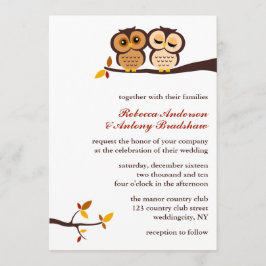 Convite Casamento de Autumn Themed Owls
