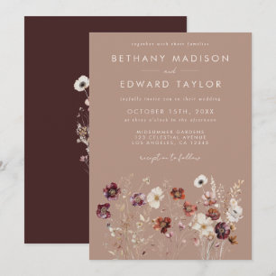 Convite Casamento de Autumn Wildflower Taupe