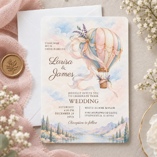 Convite Casamento de Aventura Romântica em Balão de Ar Que