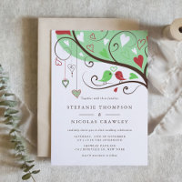 Casamento de Aves Aquáticas Verdes e Vermelhas