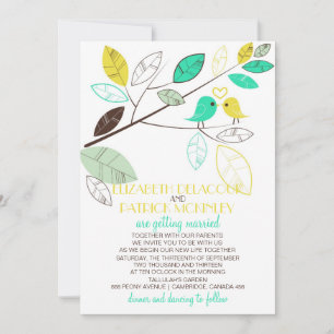 Convite Casamento de aves brancas