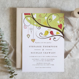 Convite Casamento de aves brancas e brancas