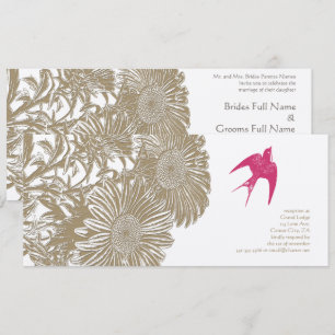 Convite Casamento de aves com amor, cor-de-rosa, rustic Vi
