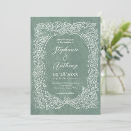 Convite Casamento de aves de flor selvagem verde com Sage 