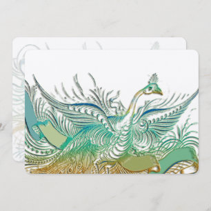 Convite Casamento de Aves de Pássaro Românticas da Mint Vi