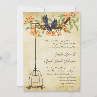Convite Casamento de aves de trepidação de cereais