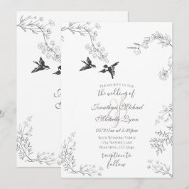 Convite Casamento de aves e ramos Bonito do Jardim Floral