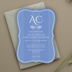 Convite Casamento de Azul Cornflower com uma faixa de mono