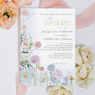 Convite Casamento de Azul de Vidraça Floral Elegante