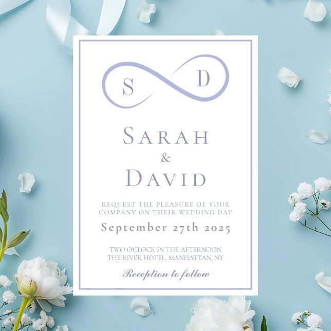 Convite Casamento de Azul Pó Minimalista Infinito (Infinity Minimalist Powder Blue Wedding Invitation
)