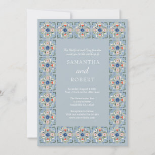 Convite Casamento de Azulejo Azul Holandês