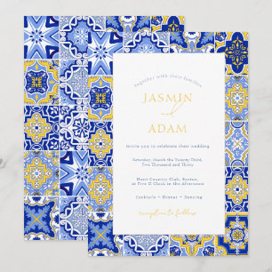 Convite Casamento de Azulejo Azul Mediterrâneo