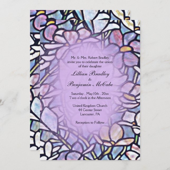 Convite Casamento de Azulejos de Mosaic Floral (Frente/Verso)