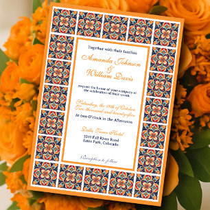 Convite Casamento de Azulejos Florais de Arte Folclórica M