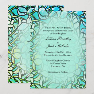 Convite Casamento de Azulejos Florais Mosaicos Verdes