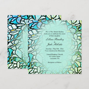 Convite Casamento de Azulejos Florais Mosaicos Verdes