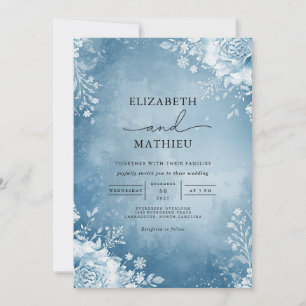 Convite Casamento de Azure Frost Flourish