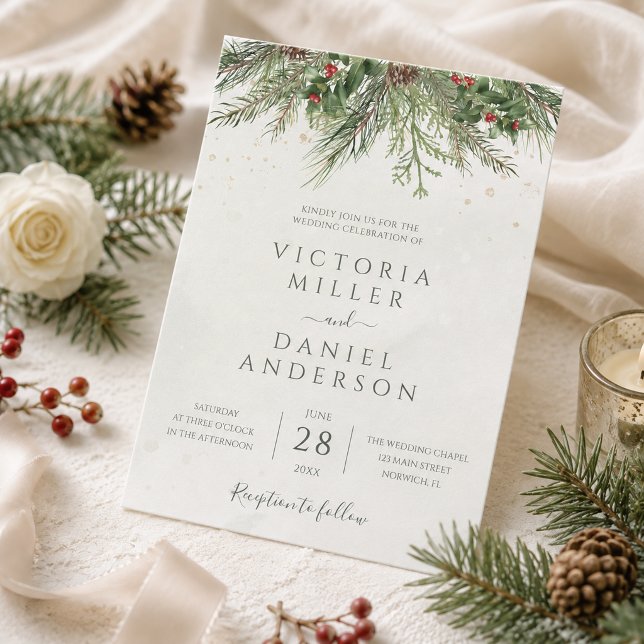 Convite Casamento de Bagas de Inverno Rústico e Folhagem d (Criador carregado)