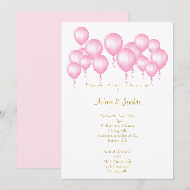 CONVITE CASAMENTO DE BALÕES BRANCOS DE PINCO SIMPLES (Frente/Verso)