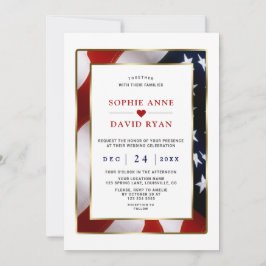 Convite Casamento de Bandeira Dourada Militar Elegante dos