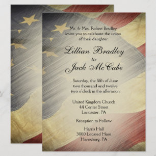 Convite Casamento de Bandeira Militar Americana Patriótic