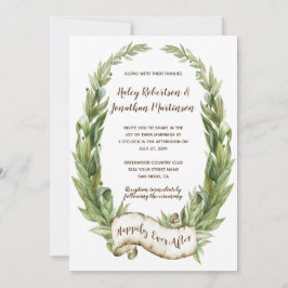Convite Casamento de Banner de Rolagem de Laurel Wreath