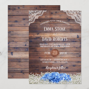 Convite Casamento de Barn Russo Respiratório de Hydrangea