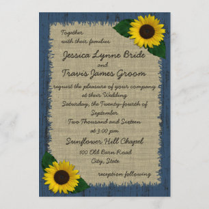 Convite Casamento de Barnwood e Girassol