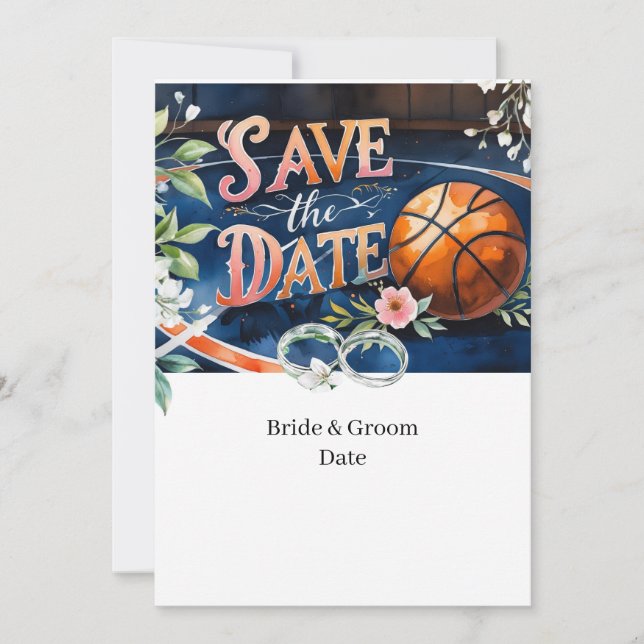 Convite Casamento de basquete SALVAR DATA (Frente)