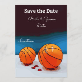 Convite Casamento de basquetebol com amor em fundo azul