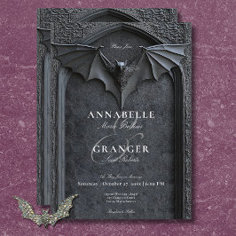 Convite Casamento de Bat e Arco Pretos do Halloween