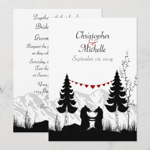 Convite Casamento de Bears das Montanhas Silhouette Encant