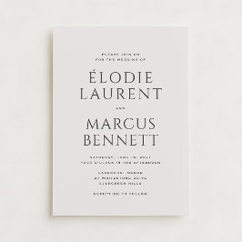 Convite Casamento de Beige Moderno com Nomes de Negrito Nã