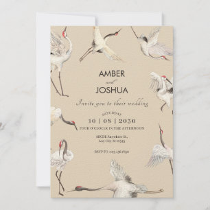 Convite Casamento de Beige soft Crane