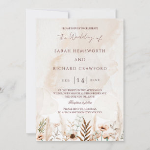 Convite Casamento de Beige Wildflower Garden Boho