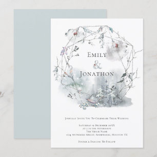 Convite Casamento de Berries com Folhagem de inverno