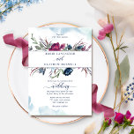 Convite Casamento de Berry Blue Floral e Watercolor<br><div class="desc">Aprecie seus convidados com este convite de casamento cativante. Flores de aquarela e folhagem elegantes numa mistura de bagas, burgundy, ameixa, marinho, tons azuis e verdes empoeirados, incluindo os seus nomes, enquanto que delicadas manchas de aquarela convidam as áreas superior e inferior numa mistura de tons azuis e turquesas. Voltar...</div>