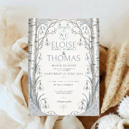 Convite Casamento de Bétula de Inverno Botânico Elegante P