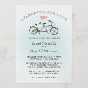 Convite Casamento de Bicicleta Blue Tandem