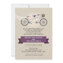 Casamento de Bicicleta Faux Linen Plum Tandem