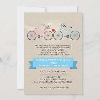 Convite Casamento de Bicicletas de Estilo Linen